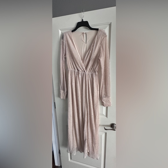 Long dress. Nude/tan color with sparkles. Worn for wedding. Size small. - Picture 1 of 3